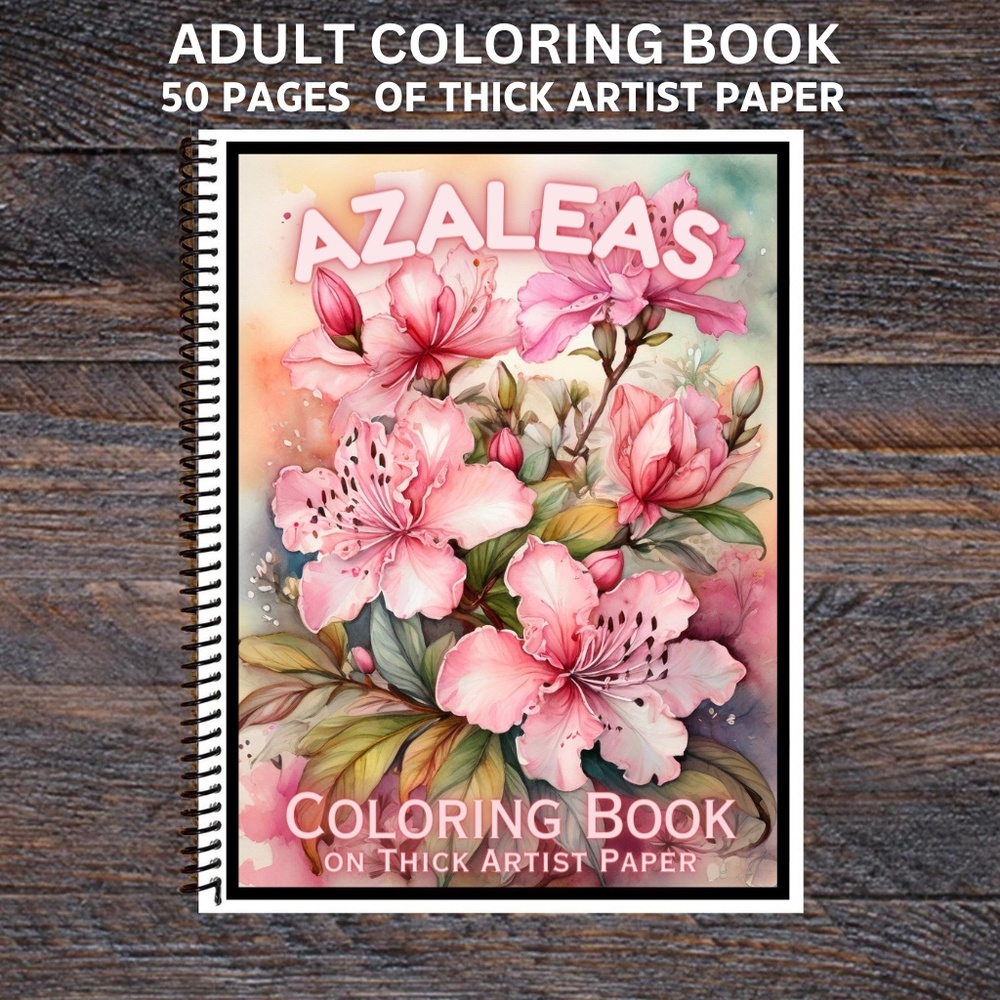 Azaleas - Spiral Bound Adult Coloring Book - Thick Artist Paper 50…